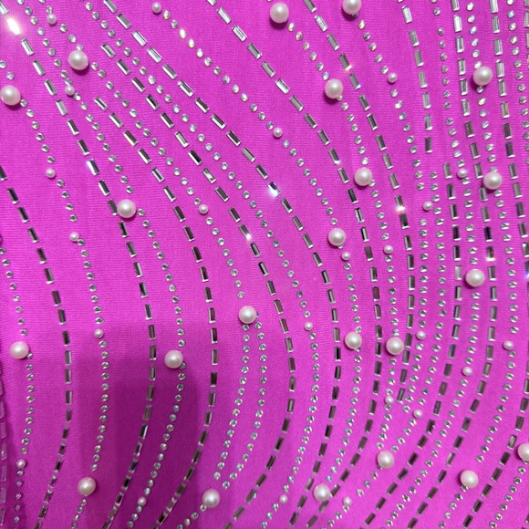 Fashion Nova Vibrant Pink Pearl-Embellished Dress - Picture 4 of 8